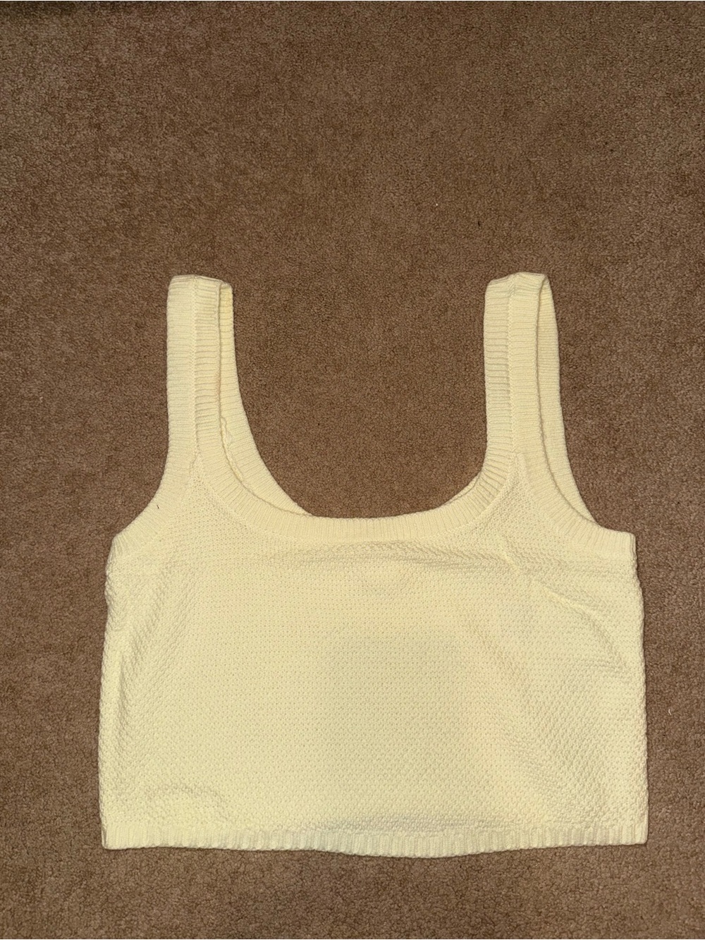 Hollister Light Yellow Knit Cropped Tank Top